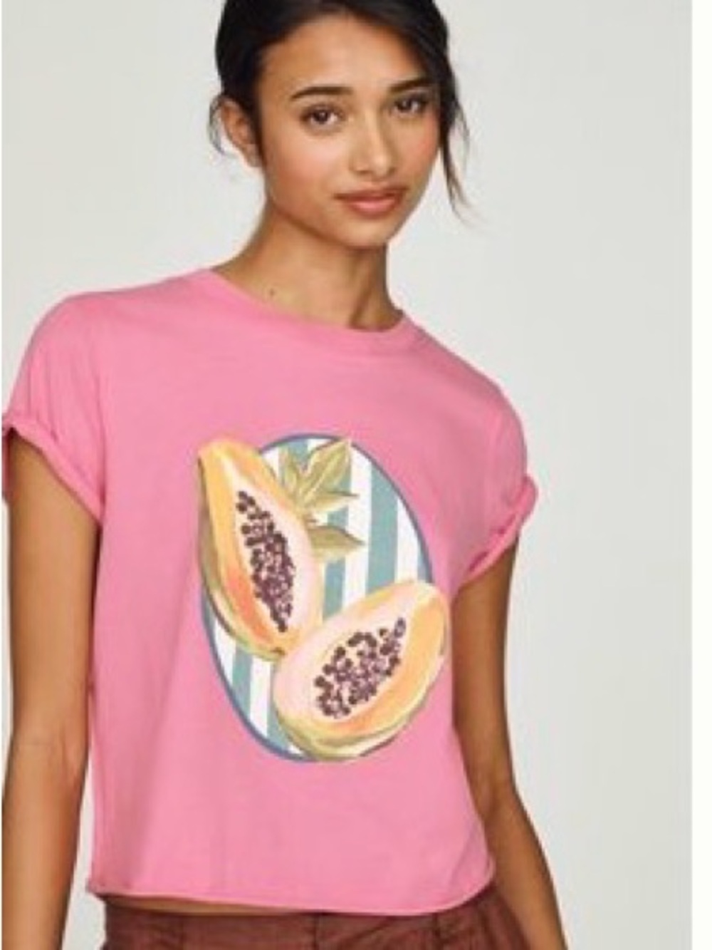 Anthropologie Pink Graphic Short-Sleeve Tee Papaya M